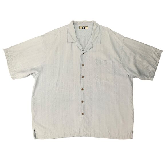 Tommy Bahama Silk Camp Shirt Mens 2XL Lighthouse Textured Short Sleeve Button Up - Picture 1 of 11